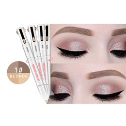 4 in 1 Beckisue Eye Brow Pencil Cosmetics Natural Long Lasting 4 Color Rotating Paint Tattoo Eyebrow Waterproof Eyebrow Pencil