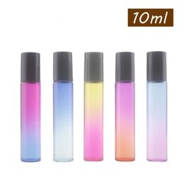 10ml Gradient Colour Essential Oil Roller Bottle Glass Roller Balls Perfumes Lip Balms Glass Roll On Bottle F1671