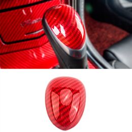 Red Carbon Fibre Gear Lever Shift Knob Cover Trim For Cadillac ATS-L 2014-2018