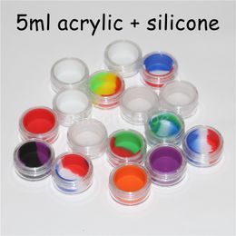 5ml clear acrylic wax concentrate containers nonstick silicone dab oil dry herb storage jars acrylic silicon jars