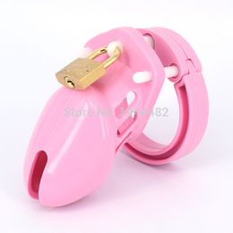 Pink Soft Silicone Male Chastity Belt CB6000S Small Cock Cage Chastity Device Sex Toys with 5 Penis Rings For Men Y1892804