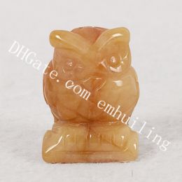 10Pcs Topaz Owl Gemstone Crafts Carved Stress Reliving Healing Yellow Jade Stone Brid Decoration Gift Home Collectible Decoration 1.5" 2.0"