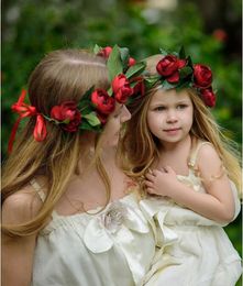 2PCS/lot Mommy And Kids Wreath Flower Headband Travel Flower Crown Wedding Girls Flower Hairbands Floral Hair Accessories