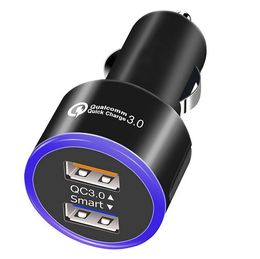 Top Quality QC3.0 6.2A Turbo USB Car Charger Quick Charge Car-charger Dual USB Car Mobile Phone Charger