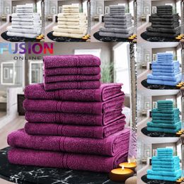 LUXURY TOWEL BALE SET 100% COTTON 10PC FACE HAND BATH BATHROOM TOWELS 9