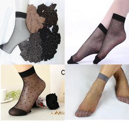 2017 New Crystal 10 Pairs/Lot Summer Thin Socks Women Hot Transparent Wavelet point Silk Socks