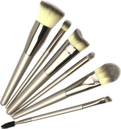 DHL Free 6Pc/Set professional Makeup Brushes silver Colour Set eyeshasow eyebrow eyelash makeup brush Blush Powder Foundation concealer brush