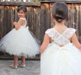 Flower New Cheap Girl Dresses Wedding Lovely Princess Jewel Neck Tutu Tiered Tulle Lace Kids First Communion Gowns Prom Dress For Girls s