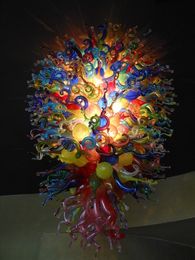 Hand Made Mouth Blown Colorful Glass Chandelier Lamp Large Size 100% Handmade Ceiling Light for Lobby Decor