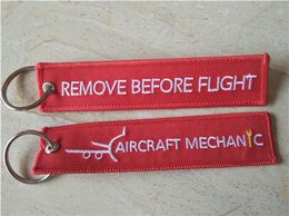 Aircraft Mechanic Remove Before Flight Fabric Embroidery Keychain 13 x 2 8cm 100pcs lot3161