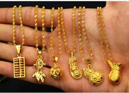 -Colares de presente de moda venda 24 k colar de placa de ouro de bronze mulheres colar Sólido Vietnã areia ouro puro latão jóias de ouro cadeia Clavícula