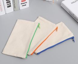 Blank Canvas Zipper Pencil Cases Pen Pouches Cotton Cosmetic Bags Makeup Bags Mobile Phone Clutch Bag Organiser SN1433