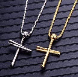 new Fashion new baseball necklace Europe and the United States personality stainless steel cross pendant titanium steel men's hanging decora