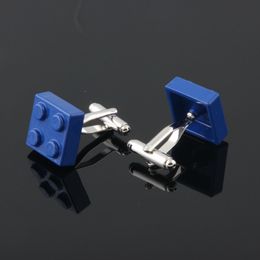 Hyx Men Cufflinks Muti -Color Bricks Design Blue Red Black 8 Colours Option Copper Novelty Cuff Links Wholesale Retail