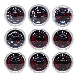 CNSPEED 2" 52mm Smoke lens Boost gauge bar psi Vacuum Water temp Oil temp Oil press Voltmeter Fuel level Tachometer rpm gauge