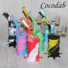 Silicone Bong Water Pipe Glass Bongs Oil Rigs Glass Bong Silicone Recycler Oil Rigs for Smoking Pipes Quartz Thermochromic Bucket Bangers