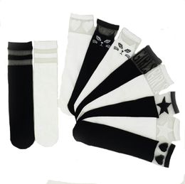 Kids Socks Fashion lace stitching baby knee high socks black white girls knee sock cotton kids school socks