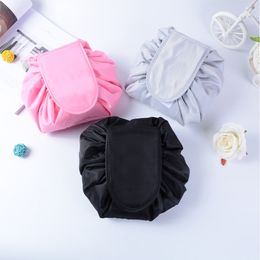 Lazy Cosmetic Bag Women Travel Drawstring Make Up Case Large Capacity Wash Bags Portable Makeup Organiser Pouch
