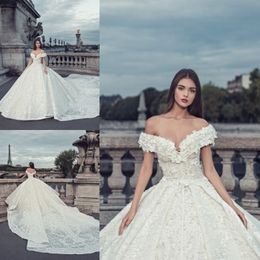 2020 Abito da sposa con spalle scoperte Abiti da sposa in pizzo pieno Abiti da sposa Abiti da sposa Abiti da sposa senza schienale sexy con strascico lungo