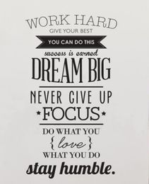 3sets/lot 100*56Cm Motivation wall decals office room decor Never give up work hard Dream Big Inspirational Quote wall stickers