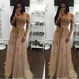 Champagne Arabic Evening Dresses With Gold Appliqued Lace Beaded Sweetheart A-line Prom Dress Vintage Formal Party Gowns