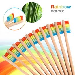 Natural Bamboo Toothbrush Colorful Bamboo Charcoal Toothbrush Low Carbon Bamboo Nylon Wood Handle Soft Toothbrush Portable Brush