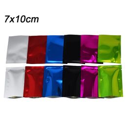 Small Open Top Mylar Packaging Pouch Flat Type Colorful Aluminum Foil Bags Bulk Food Vacuum Heat Sealable Bag 200pcs/lot