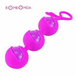 Silicone Kegel Ball 3 Beads Vagina Exercise Vaginal Trainer Love Ben Wa Pussy Muscle Training Adult Toys For Couples Sex Product Y1892703