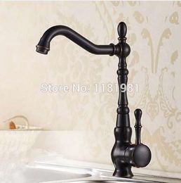 Oil Rubbed Black Bronze Finish Deck Mounted Kitchen Faucets Torneira Handle Swivel Sink Lavatory Faucets,Mixers & Taps B309