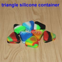 Wholesale nonstick Triangle 1.5ml Silicone Jars Dry Herb Wax Box Container Dab