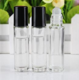 10ml 1/3 oz Thick Roll On Glass Bottle Clear Fragrances Essential Oil Perfume Bottle With Metal Roller Ball LX1188