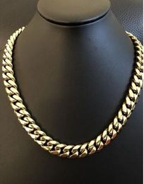 Men's Cuban Miami Link 20" Choker Chain 14k Gold Over Stainless Steel 12mm