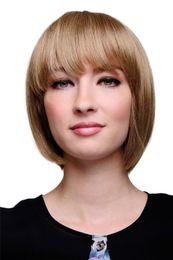 Wig Me Up - Sexy Bob Straight Fringe Blonde Honey Short Haircut 703-15