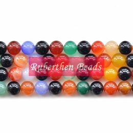 NB0017 Wholesale High Quantity Natural Mix Color Agate Beads DIY Jewelry Accessory Trendy Loose Stone Round Beads for Make Jewelry