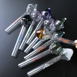 Santa Hat Smoking Pipes Dolphin Pattern Pyrex Glass Oil Burner Pipes Multicolor Straight Type Glass Pipes New Arrivals 10pcs SW43