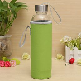 550ml water bottle high borosilicate glass with stainless steel infuser with protective bags and individual box