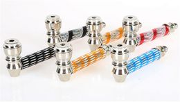 colorful cheap travel smoking tobacco pipe metal pipe herb pipe for herb Mix designs free shipping