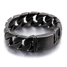 22cm (8.65 inch) wide 20mm 316L Stainless Steel heavy 148g Cool Biker cuban curb chain bracelet vintage black tone for Mens