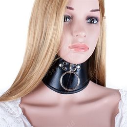 PU Leather BDSM Bondage Posture Neck Collar With Pull Ring Adjustable Collar Rings Belt Slave Bondage Strap Harness Sex Toys