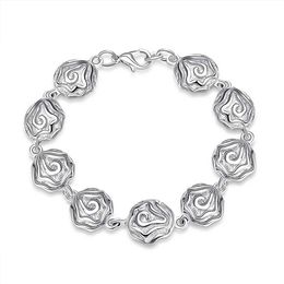 Full Rose Bracelet sterling silver plated bracelet ; Brand new men and women 925 silver bracelet SPB135