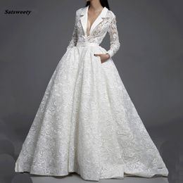 Special Design Lace Long Sleeves Chic Ball Gowns Wedding Dress Custom Made Venice Lace Puffy Illusion Removable 2 Pieces Bridal Dress