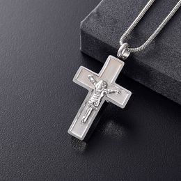 IJD12130 Jesus Christ Crucifix Cross Cremation Jewelry Pendant Keepsake Memorial Urn Necklace for Love one Ashes
