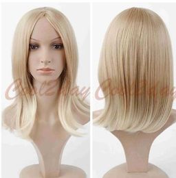 Blonde Wig Synthetic Hair Anime Cosplay Medium Long Wig Short Straight Wig