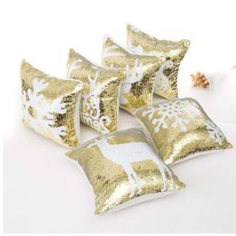 Merry Christmas Pattern Gold And White Glitter Sequins Throw Pillow Case Cafe Home Decor Cushion Covers decorative pillows