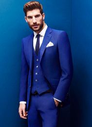 Custom Royal Blue Men Suits Business Suits Blazer Wedding Suits Groom Prom Tailored Made Tuxedos Terno Masculino 3 Pieces Jacket+Pants+Vest