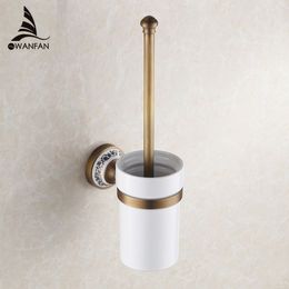 Toilet Brush Holders Luxury Antique Finish Toilet Brush Holder With Ceramic Cup Household Products Bathroom Decoration HJ-1809