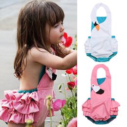 2018 Summer Baby Clothing Infant Girl Clothes Newborn Baby Rompers For Girls Swan Pattern Kids Clothes Backless Jumpsuit Toddler Baby Suit