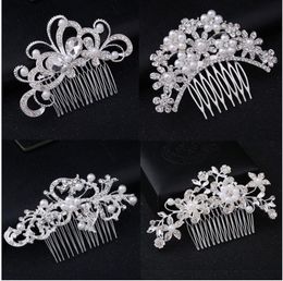 Upscale Korean version five petal flower crystal hair ornament fashionable new diamond lined bride hair comb