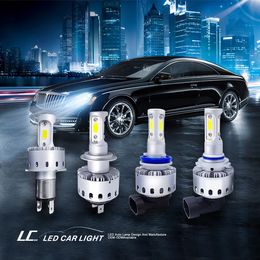 pampsee car led headlight cob chips 7p h4 h7 h11 9005 9006 45w car styling auto led bulb dc 1224v 6000lm 6500k white