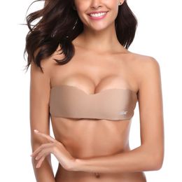 Push Up Invisible Bra Sexy Seamless Strapless Bras Women Solid Colour One-Piece Brassiere Light Weight Wire Free Sticky Silicone Lingerie